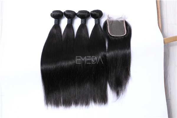 Malaysian virgin hair bundles with closure  ZJ0052